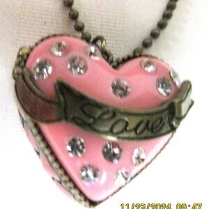 Betsey Johnson Pink Heart Pennant Necklace Chain #2